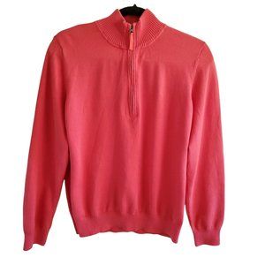Foxcroft Supima Cotton Half Zip Sweater 2X Coral Orange Mock Neck Pullover Soft